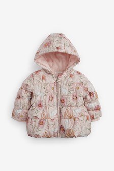 Manteau à capuche fleuri imprimé personnage  (0 mois - 2 ans)