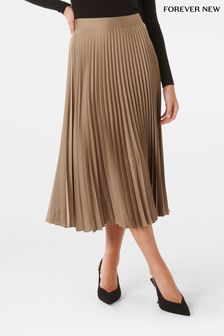 Forever New Gold Ester Satin Pleated Skirt (857860) | €37