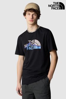 Schwarz - The North Face Herren Mountain Line Kurzärmeliges T-Shirt (858016) | 46 €