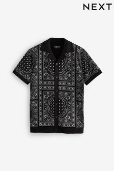 Schwarz/Weiß/Bandana-Design - Kurzärmliges Jersey-Hemd (3-16yrs) (858545) | 17 € - 24 €