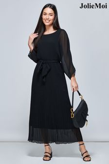 Jolie Moi Lilyana Chiffon Pleated Maxi Black Dress (858687) | 115 €