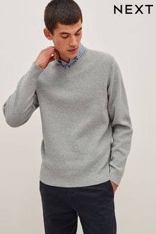 Light Grey Gingham - レギュラー モックシャツセーター (858889) | ￥6,140