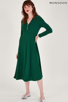Zielona dżersejowa sukienka Monsoon z kołnierzykiem (858943) | 237 zł
