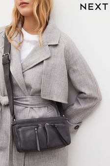 Grey Zip Pocket Cross-Body Bag (859026) | kr520