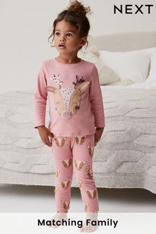 Розовый с оленем - Рождественский пижамный комплект (9 мес. - 12 лет) (859188) | €17 - €22