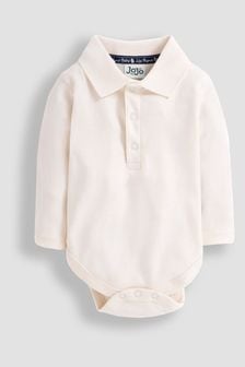 JoJo Maman Bébé Ecru Plain Long Sleeve Polo Shirt Bodies (8591Y1) | ₪ 63