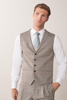 Taupe Check Suit: Waistcoat (860509) | DKK414