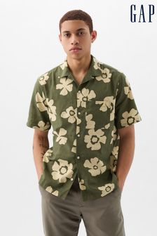Green - Gap Linen Blend Short Sleeve Shirt (860877) | kr730