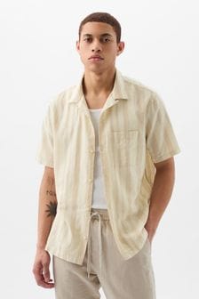 Neutral - Gap Linen Blend Short Sleeve Shirt (860941) | kr730