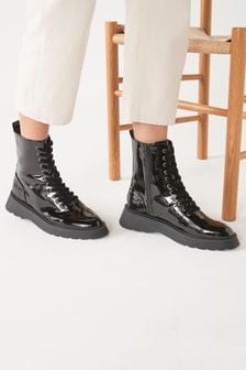 Black Patent Regular/Wide Fit Forever Comfort® Lace-Up Boots (861255) | ₪ 143