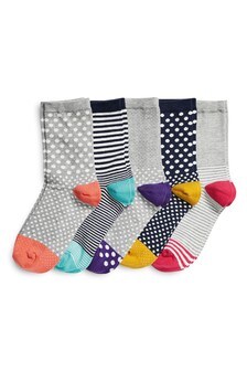 Multi Spot And Stripe Ankle Socks Five Pack (861387) | €7