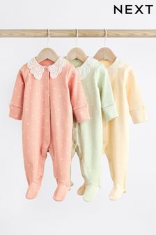 Peach Pink Baby Collared Sleepsuit (0mths-2yrs) (861573) | 99 QAR - 109 QAR