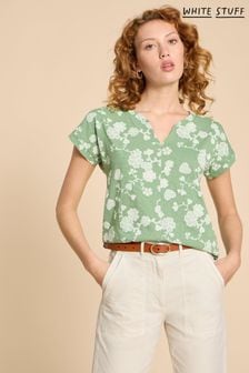 ירוק - חולצת טי עם צווארון וי דגם Nelly של White Stuff (861639) | ‏169 ‏₪