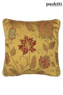 Riva Paoletti Gold Yellow Zurich Floral Jacquard Feather Cushion (861940) | ₪ 91