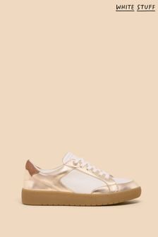 White Stuff Gold Dahlia Leather Trainers