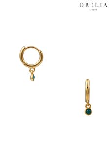 Orelia London Mini Emerald Drop Micro Hoops