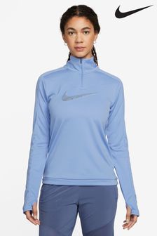 Синий - Nike топ для бега с короткой молнией и логотипом Dri-fit (862744) | €20
