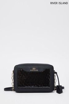 river island grey monogram bolsa