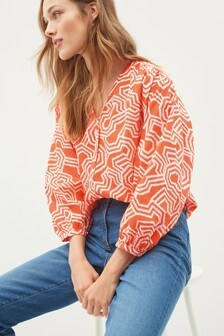 Chemisier en coton à col en V