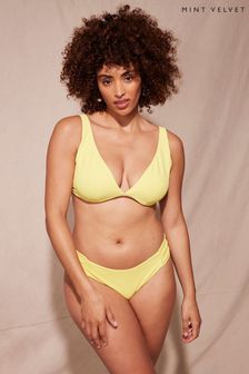 Gelb strukturiert - Mint Bikinislip aus Samt mit gerüschter Seite (864323) | 17 €