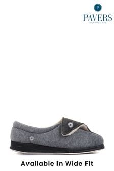 Pavers Grey Ladies Touch Fasten Full Slippers With Permalose Sole (864367) | ₪ 116