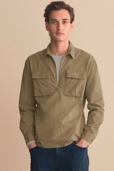 Lightweight Half Zip Shacket