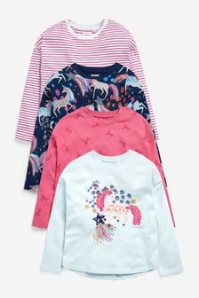 Blue/Pink 4 Pack Long Sleeve Unicorn T-Shirts (3-16yrs) (864845) | R439 - R549