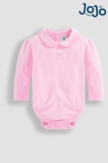 JoJo Maman Bébé Pink Plain Long Sleeve Peter Pan Bodysuit (8652A6) | $24