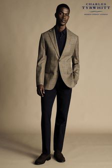 Бежевый хром - приталенный шерстяной пиджак Charles Tyrwhitt саржи (865369) | €305