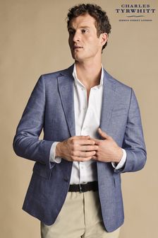 Charles Tyrwhitt Blue Linen Cotton Slim Fit Jacket (865558) | OMR103