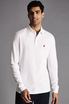 Charles Tyrwhitt White Rfu Long Sleeve Pique Polo Shirt (865706) | €100
