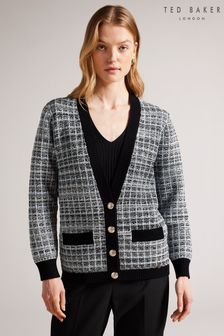 Ted Baker Cream Carmein Check Easy Fit Cardigan (865774) | €179