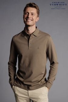 Charles Tyrwhitt Solid Long Sleeve Plain Tyrwhitt Pique Polo Shirt