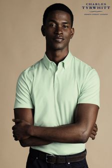 Charles Tyrwhitt Green Plain Short Sleeve Jersey Polo Shirt (865987) | SGD 116