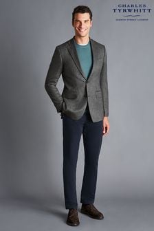Charles Tyrwhitt Grey Herringbone Wool Texture Classic Fit Jacket (866479) | 1,138 QAR