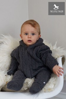 The Little Tailor Grey Baby Knitted Pramsuit