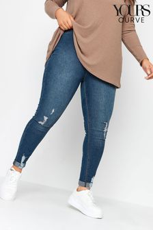 Yours Curve Blue Ripped Turn Up Jeggings (866758) | €22