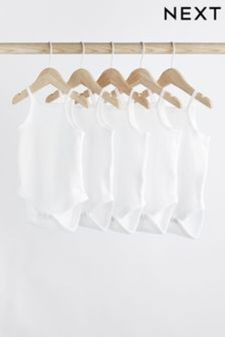 White White 5 Pack Strappy Vest Bodysuits (867413) | 15 € - 17 €