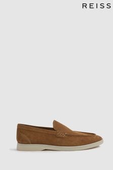 Reiss Stone Kason Suede Slip-On Loafers (867607) | $283