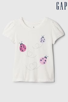 Gap White Ladybug Graphic Print Short Sleeve Crew Neck T-Shirt (Newborn-5yrs) (867688) | €11