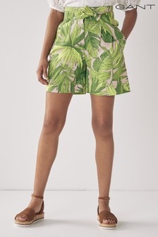 GANT Foliage Green Palm Breeze High-Waisted Pleated Shorts (867776) | €56