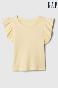 Żółty - Gap Ruffle Sleeve Crew Neck Short Sleeve T-shirt (noworodki-5 lat) (867813) | 50 zł