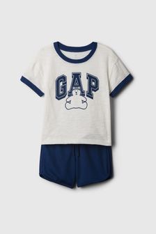 Gap White/Navy Blue Brannan Bear Logo Outfit Set (6mths-5yrs) (867917) | €22.50