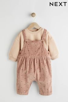 Pink mit Tupfen - Baby-Set aus Cord-Latzhose und Body (0 Monate bis 3 Jahre) (868075) | CHF 35 - CHF 38