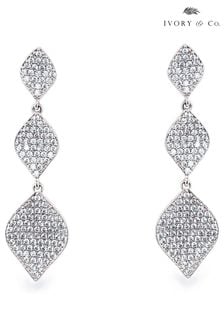 Ivory & Co Rhodium Rochelle Crystal Pave Triple Drop Earrings (868262) | ₪ 256