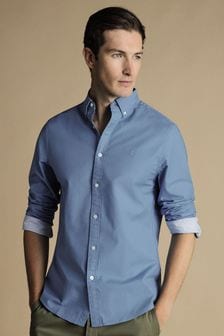 Charles Tyrwhitt Blue Plain Slim Fit Button-down Washed Oxford Shirt (868505) | $95
