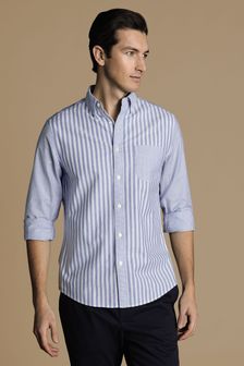 Charles Tyrwhitt Blue Stripe Patchwork Button-down Stretch Washed Oxford Sf Shirt (868955) | $95