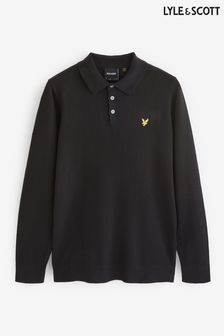 Lyle & Scott Long Sleeve Knitted Black Polo Shirt (869016) | €51