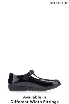 Start-Rite Poppy Black Patent Leather T Bar School Shoes Wide Fit