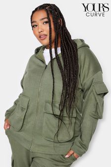 Vert - Sweat à capuche zippé à poches multiples Yours Curve (869400) | 42€